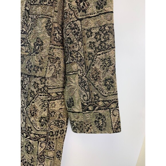 Newport News Brocade Jacquard Button Jacket Vintage Pea Coat Mid Length Women 12 - Picture 2 of 12